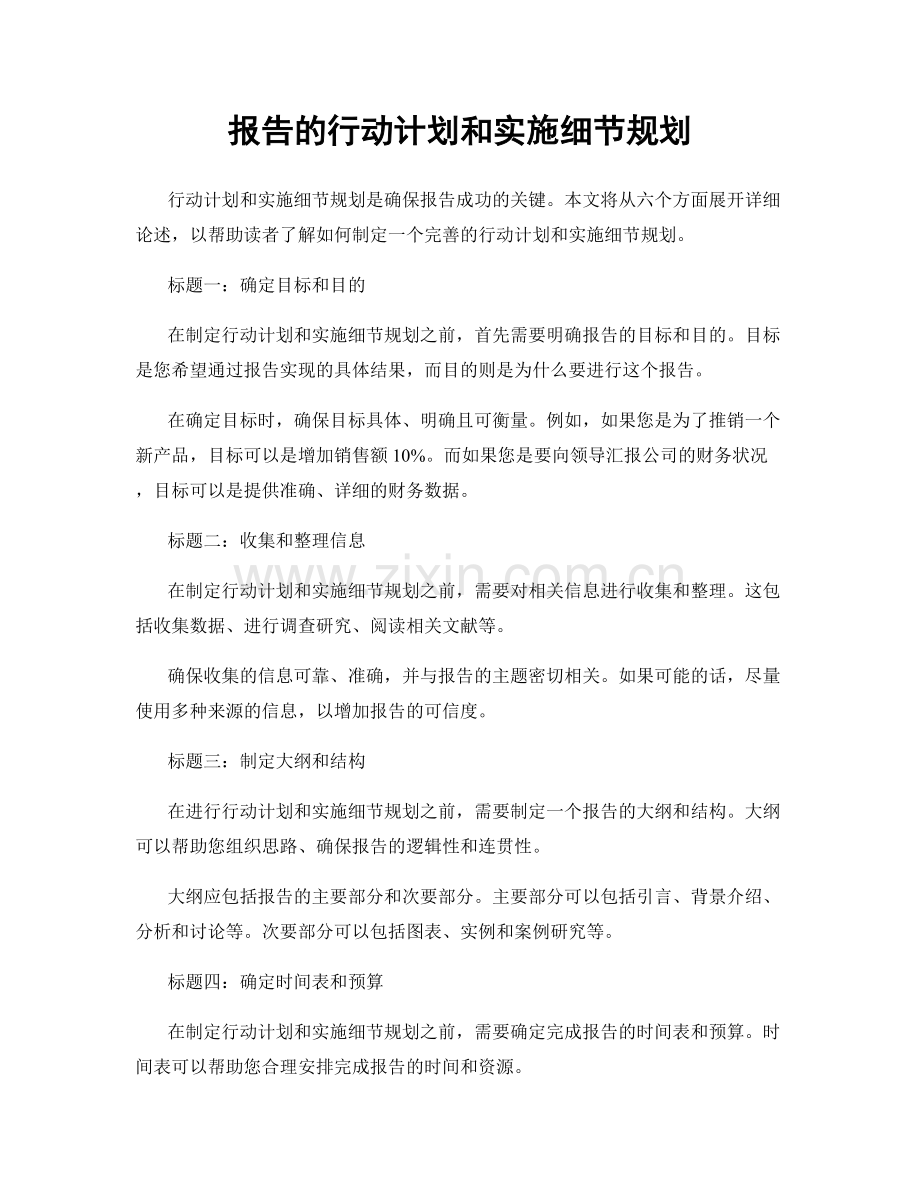 报告的行动计划和实施细节规划.docx_第1页