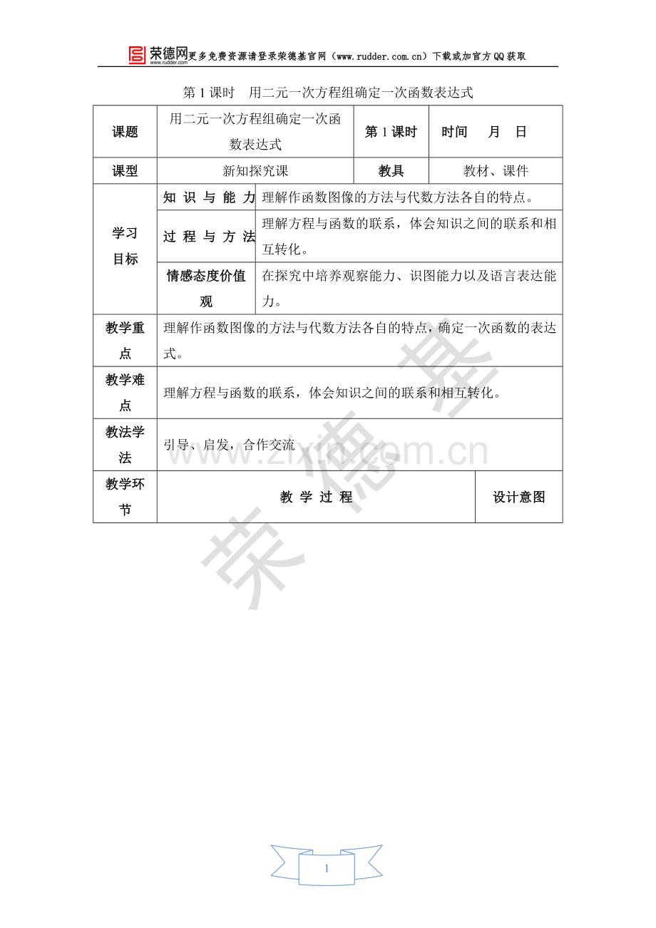 【教学设计】用二元一次方程组确定一次函数表达式.doc_第1页