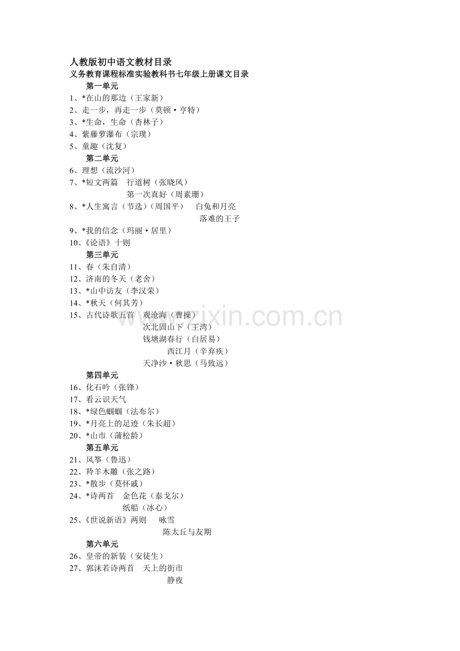 人教版初中语文教材目录.doc_第1页