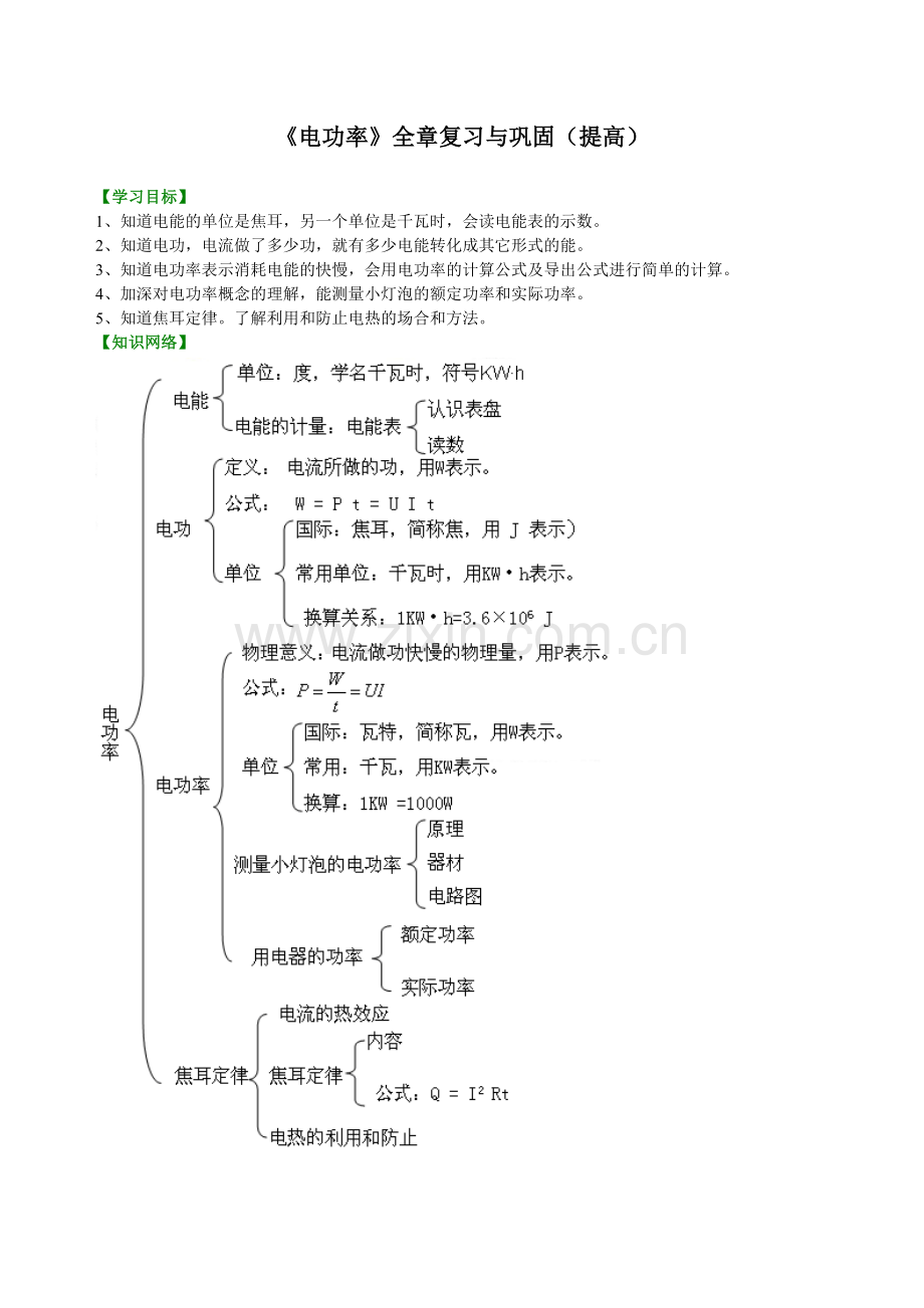 《电功率》全章复习与巩固(提高)-知识讲解--(2).doc_第1页