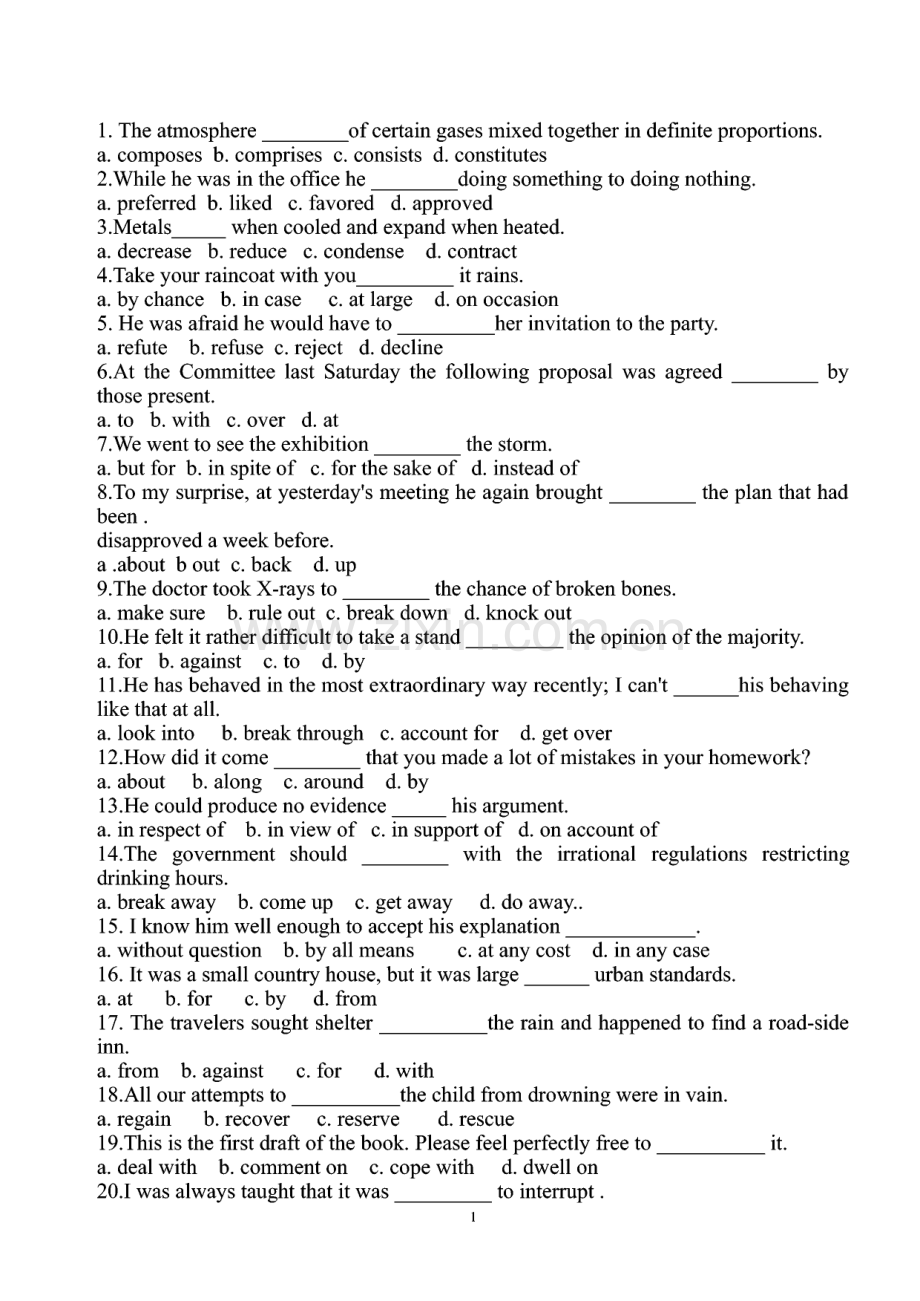 专四词汇练习单选题2000（含生词批注）.pdf_第1页