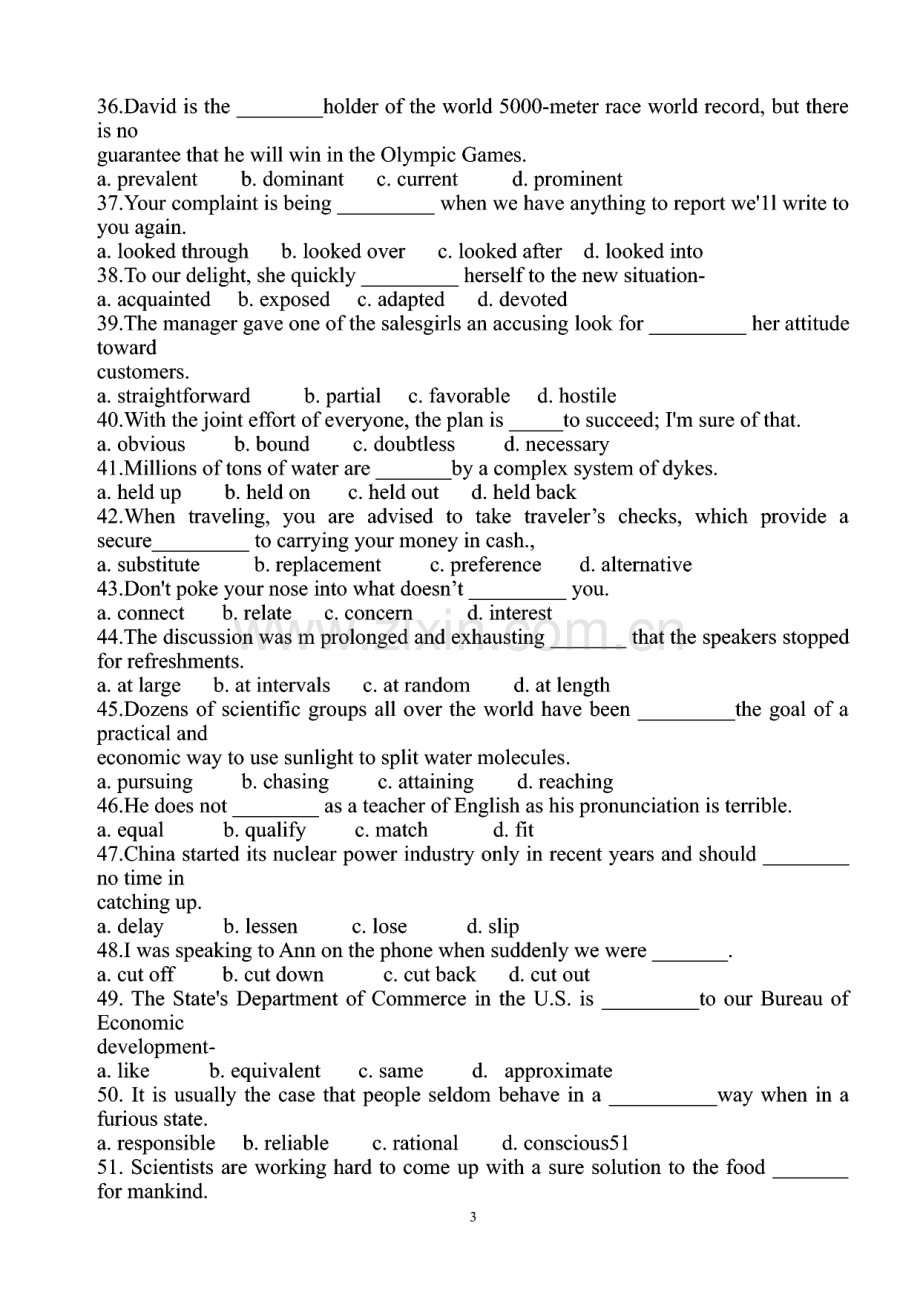 专四词汇练习单选题2000（含生词批注）.pdf_第3页