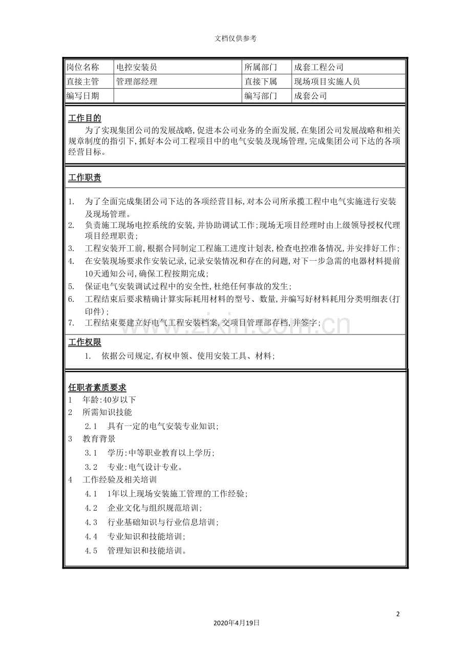 成套工程公司电控安装员岗位职责.doc_第2页