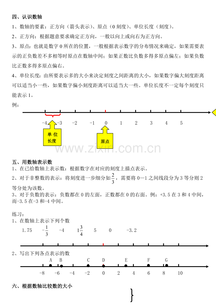 人教版六年级数学下册第一单元负数易错知识点汇总及练习题[1].doc_第3页