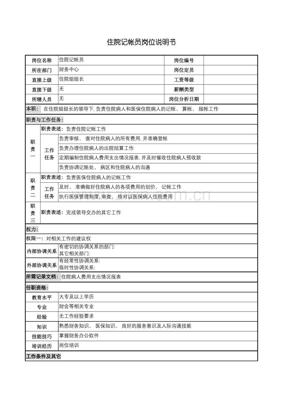 住院记帐员岗位说明书.doc_第2页