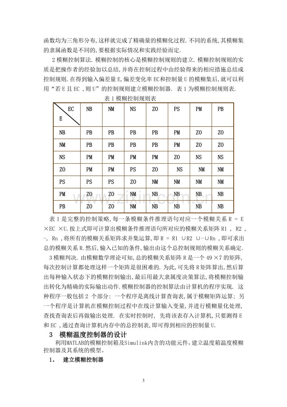 模糊温度控制器的设计与Matlab仿真.doc_第3页