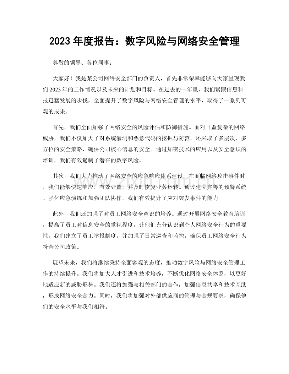 2023年度报告：数字风险与网络安全管理.docx_第1页