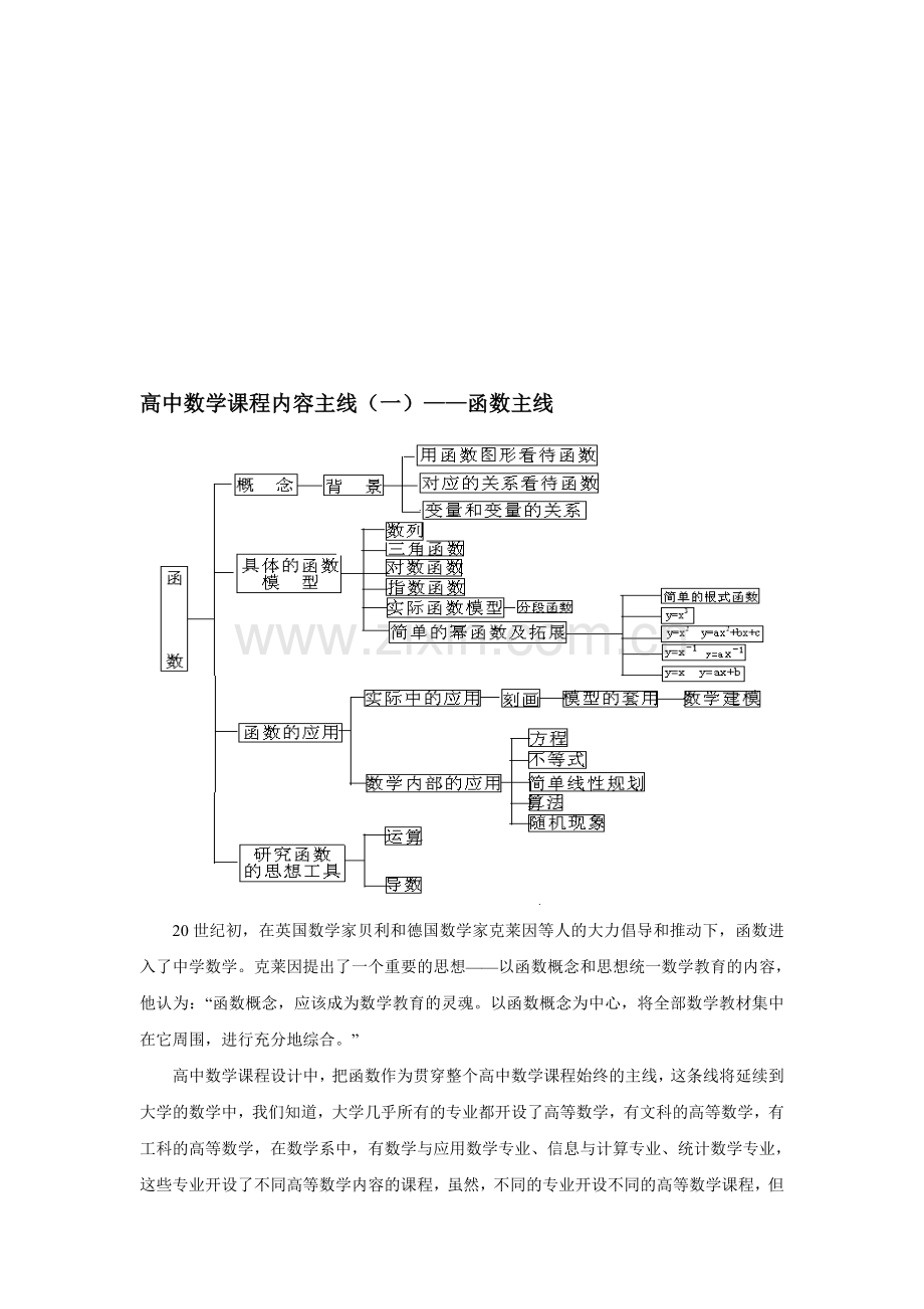 高中数学课程内容主线——函数.doc_第1页