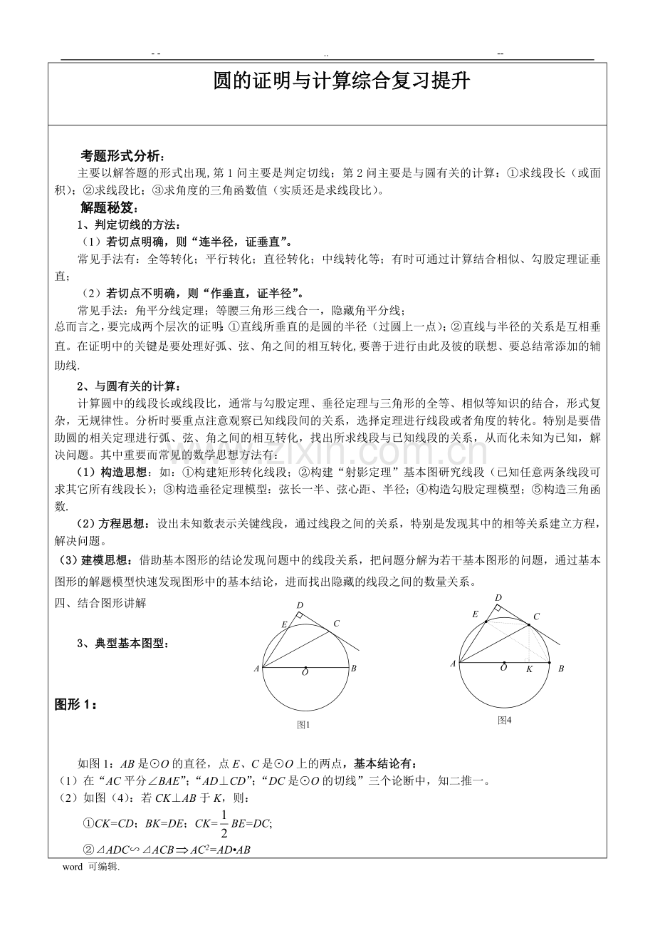 2020初中数学突破中考压轴题几何模型之圆的证明与计算常考模型.doc_第1页