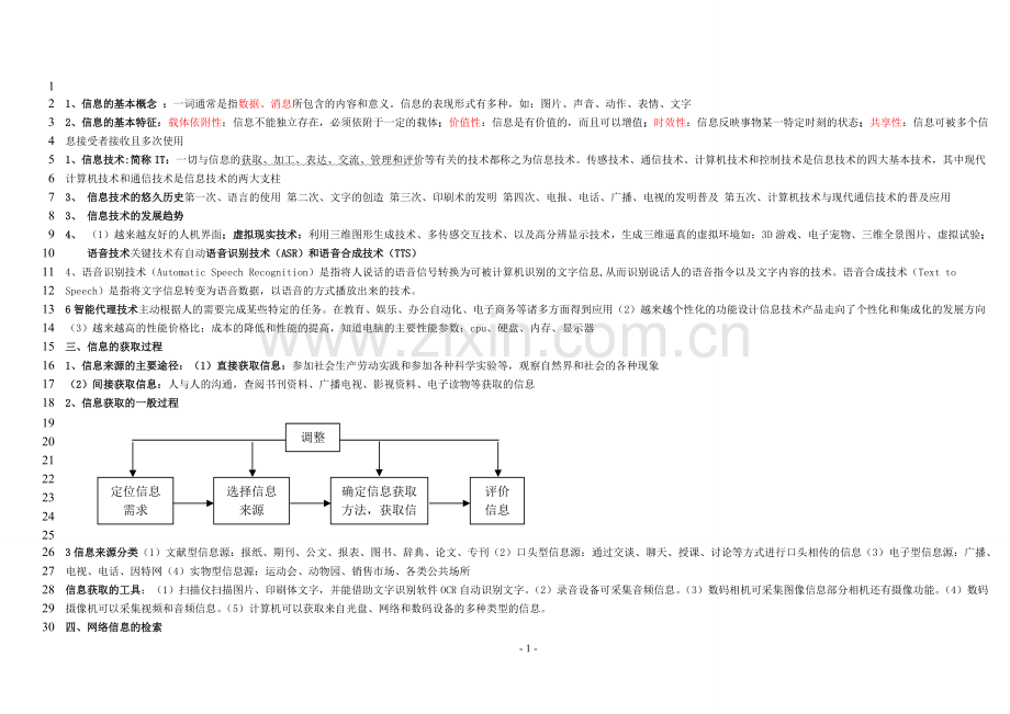 高中信息技术学业水平测试基础知识点汇总.pdf_第1页