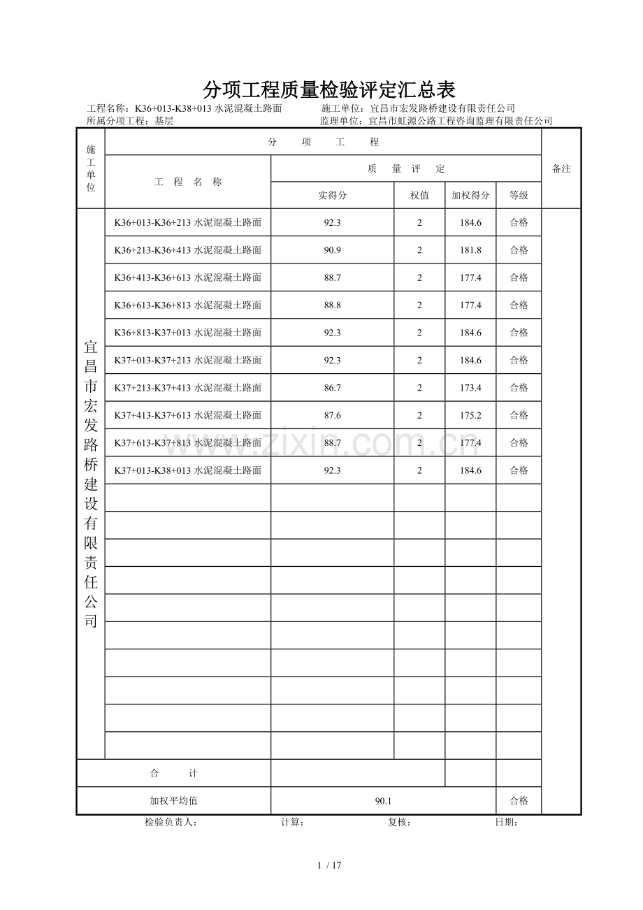 质量检验评定表.doc_第1页