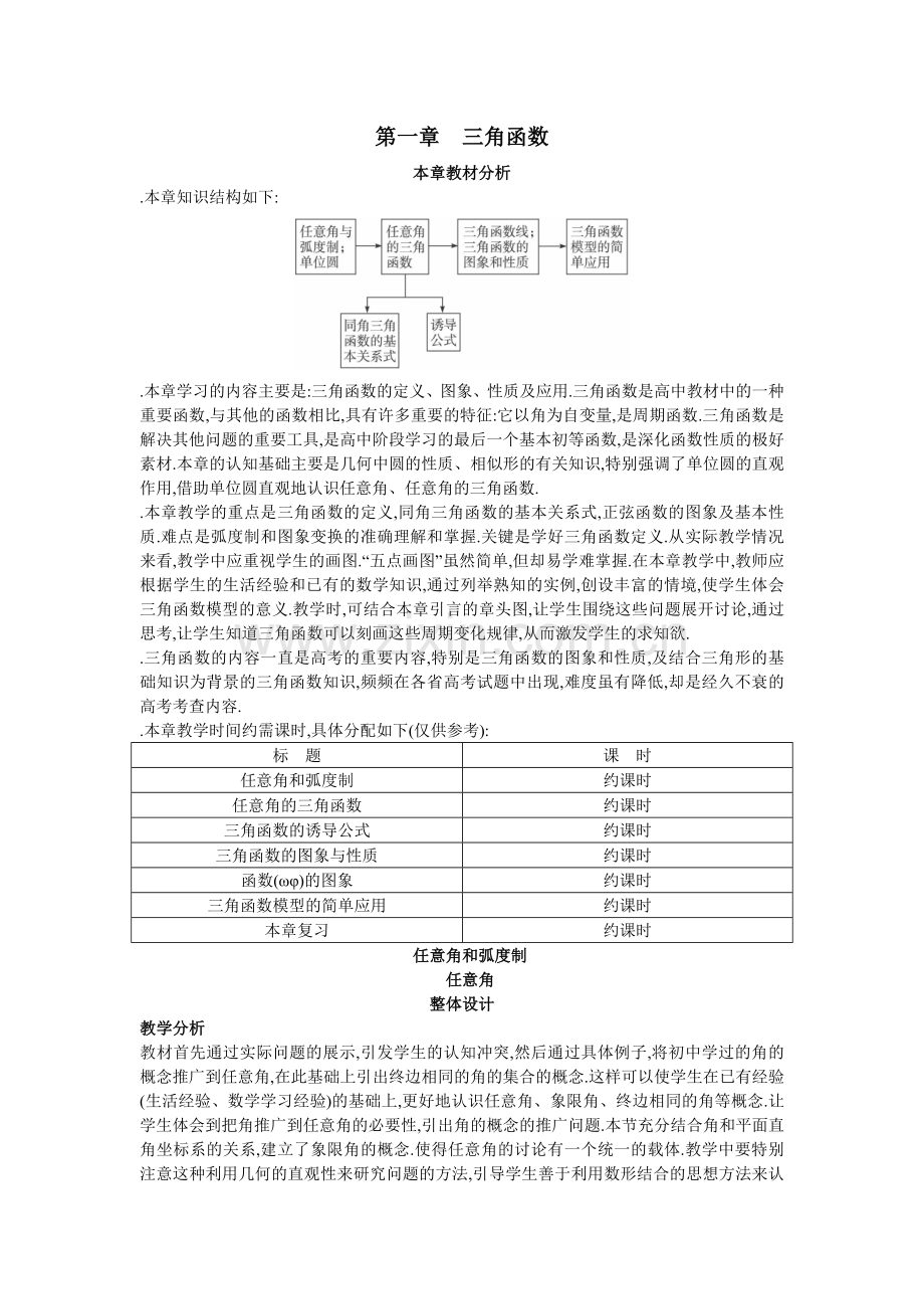 高中数学必修四教案全集(40份)人教课标版1(优秀教案).doc_第1页