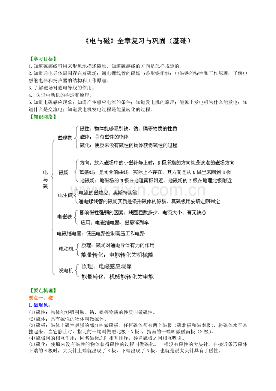 《电与磁》全章复习与巩固(基础)-知识讲解-(2).doc_第1页