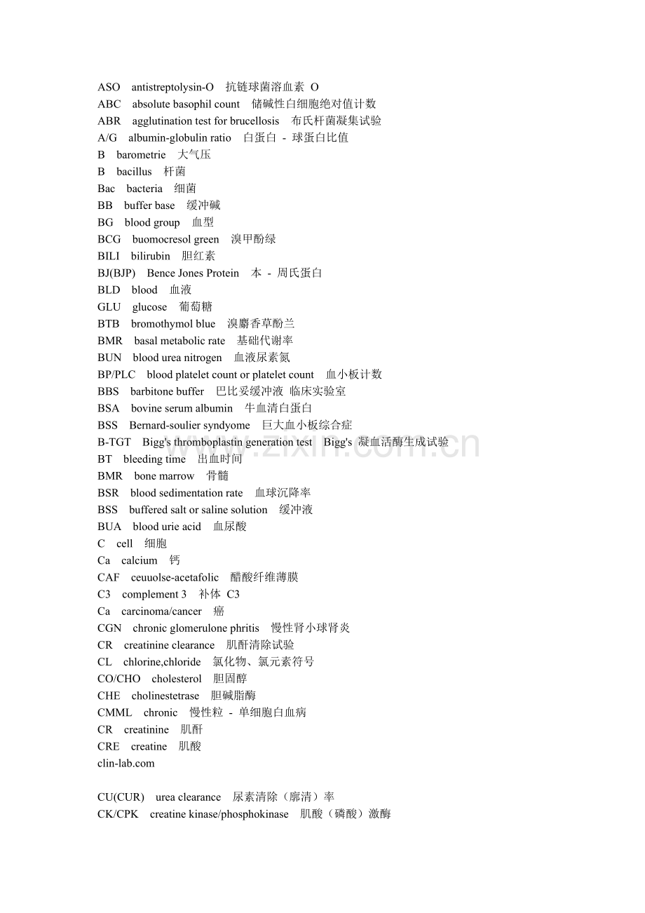 检验常用名词缩写中英文对照大全医学检验专业词汇省写剖析.doc_第2页