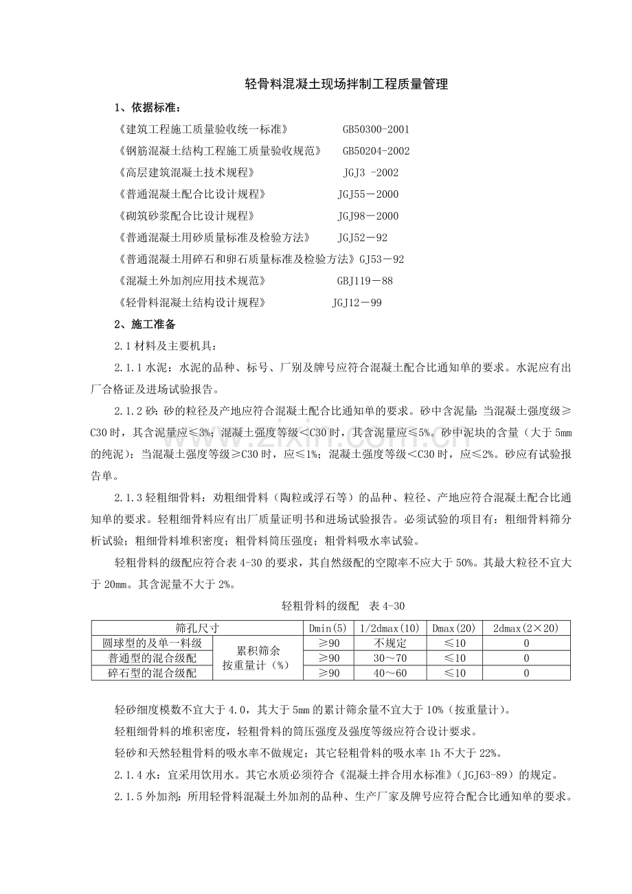 轻骨料混凝土现场拌制分项工程质量管理.doc_第1页