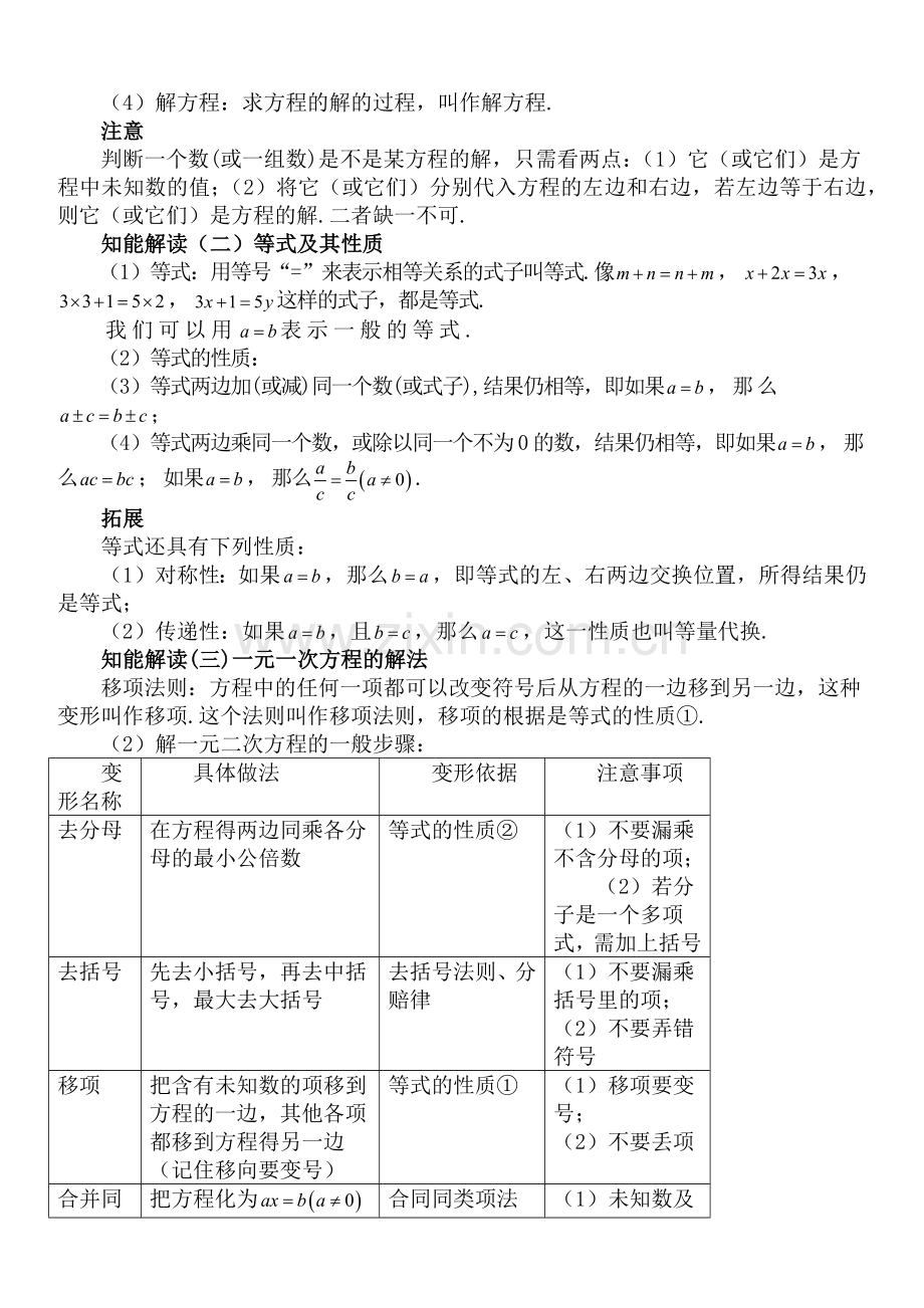 初一七年级下册初中数学中考知识点聚焦+第七章++一元一次次方程与二元一次方程组.docx_第3页