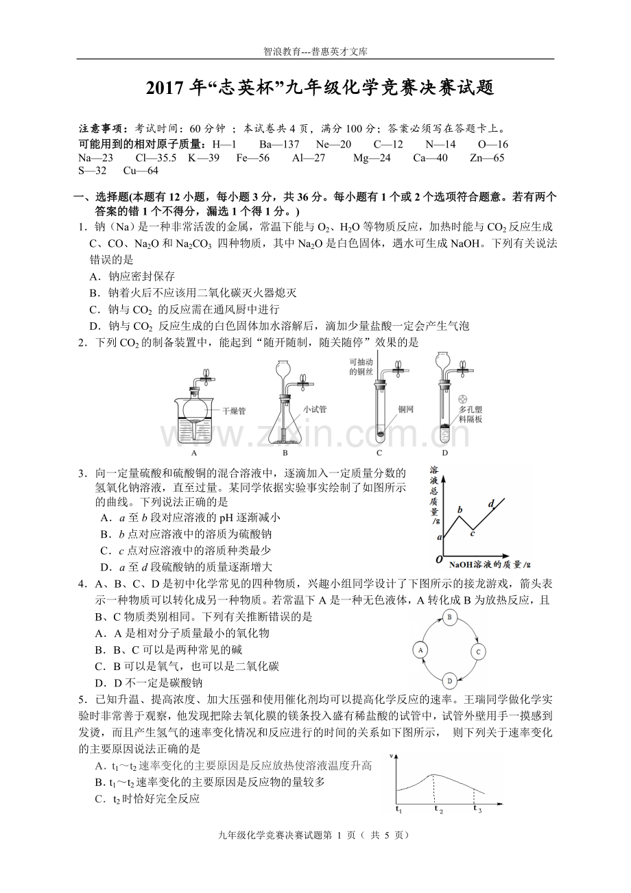 志英杯九年级化学竞赛决赛试题.doc_第1页