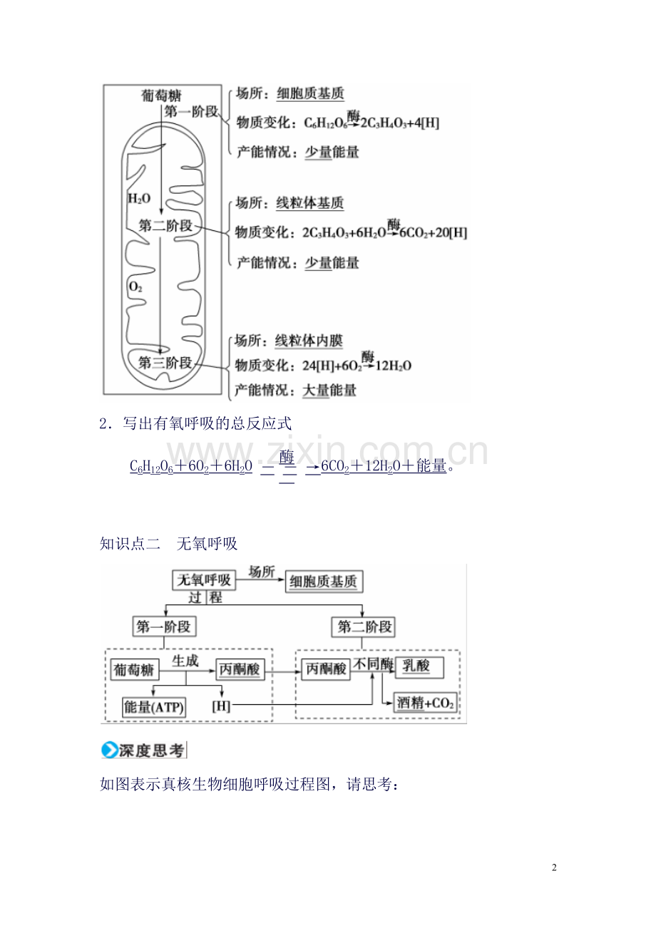 【金版学案】高考生物一轮复习知识点与课后训练：第3单元第9讲--细胞呼吸.doc_第2页