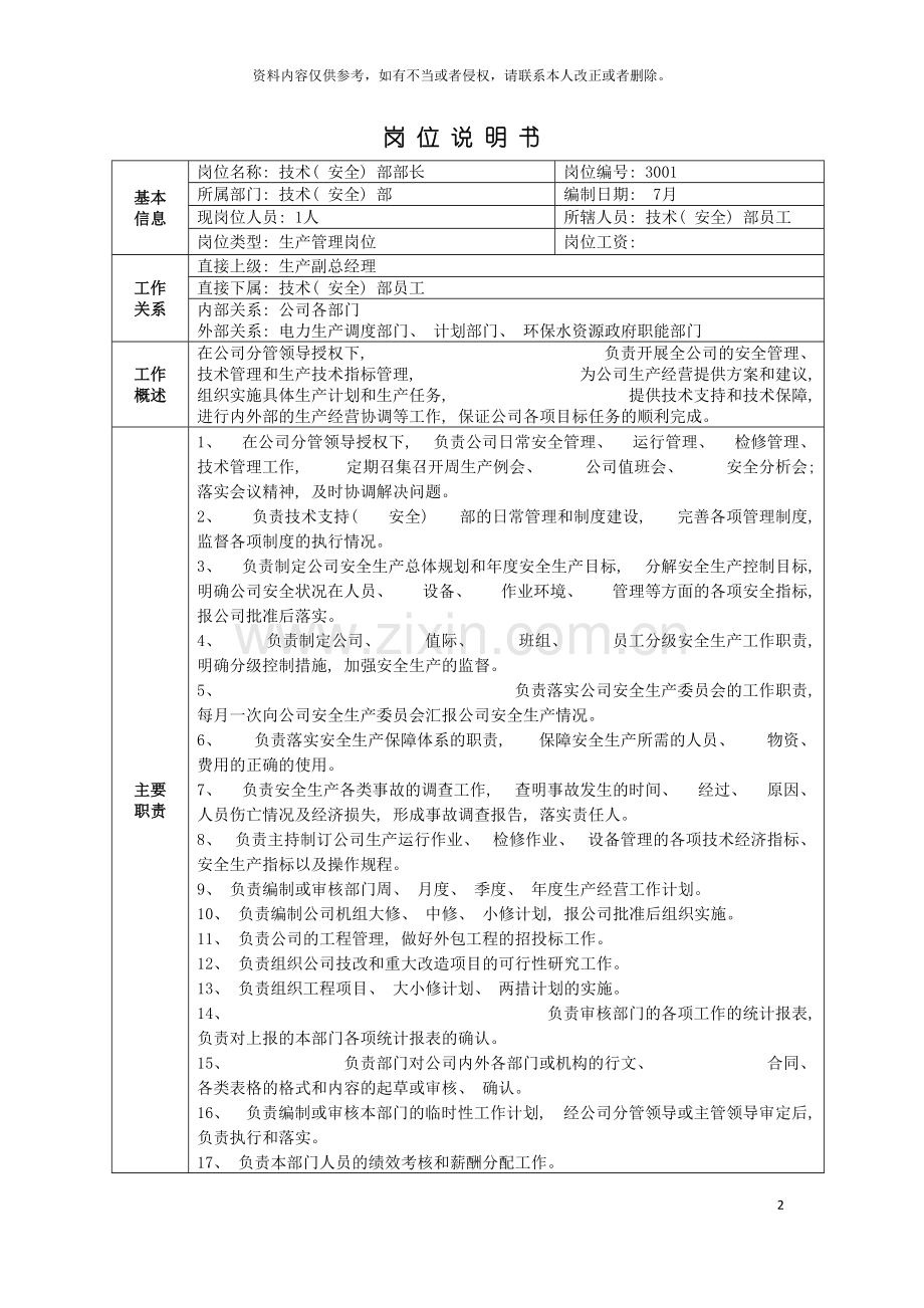 技术支持部岗位说明书模板.doc_第2页