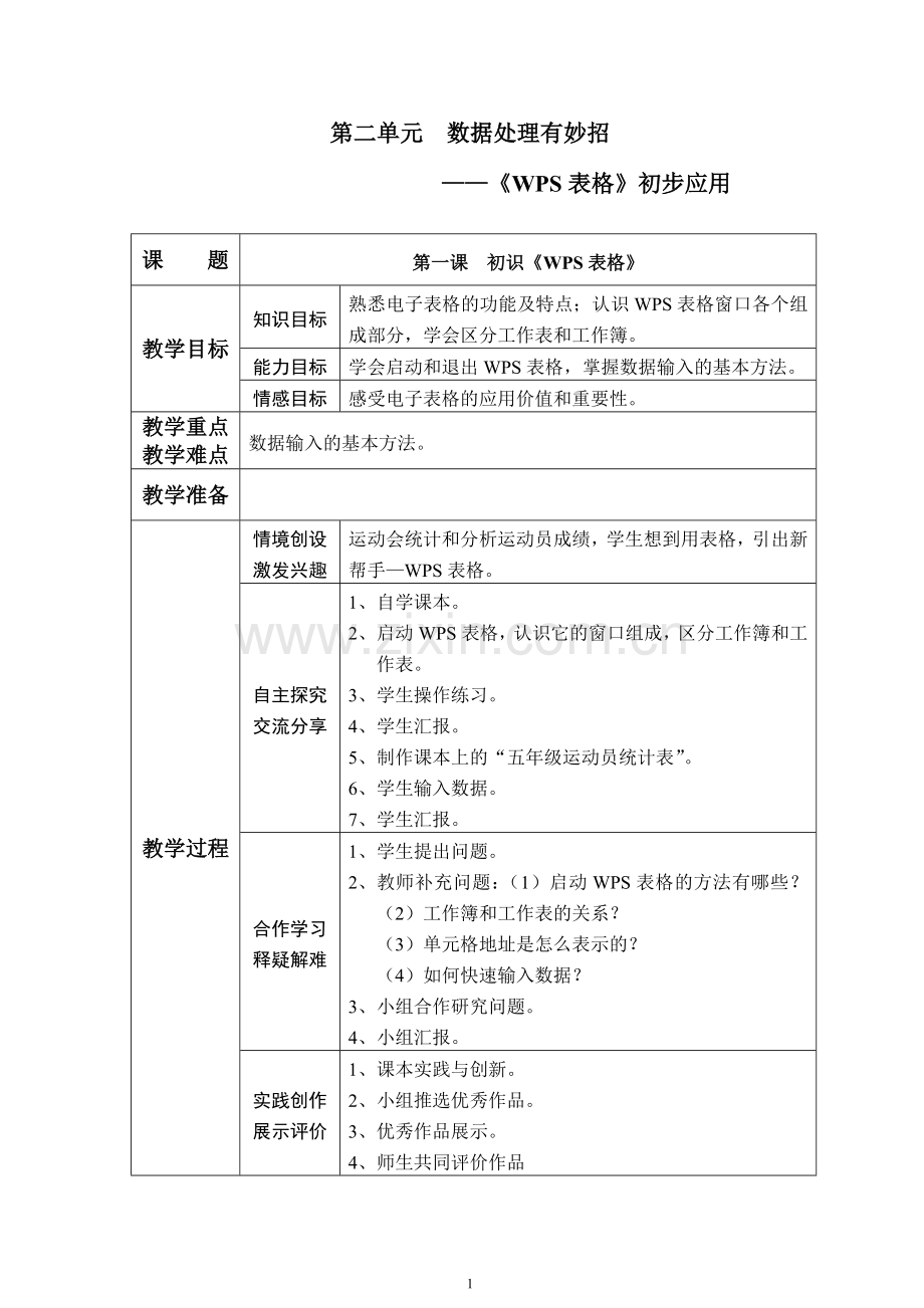 青岛版小学五下全册信息技术教案(新版).doc_第1页