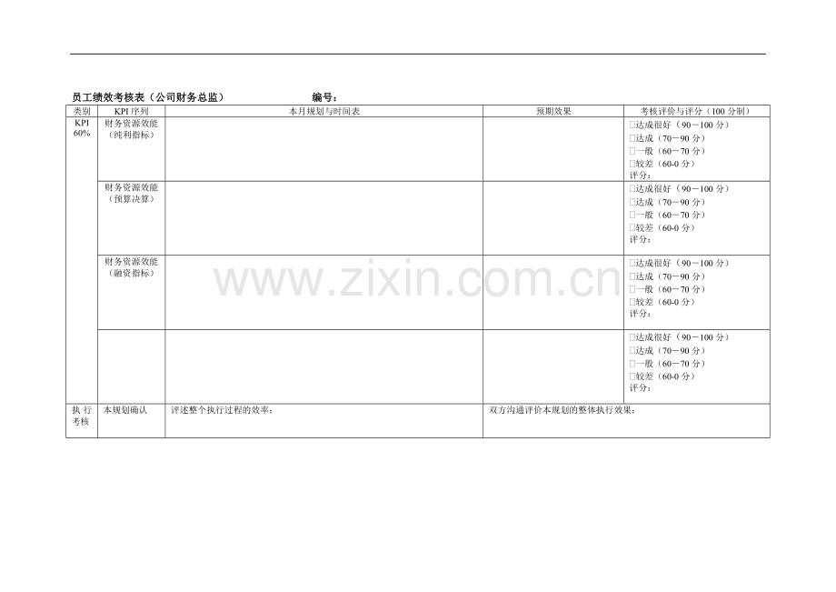 员工绩效考核表(公司财务总监).doc_第1页