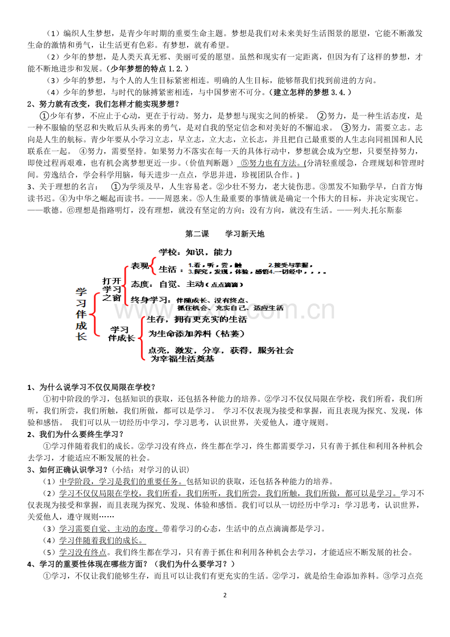 部编人教版政治七年级上册知识点大全.doc_第2页