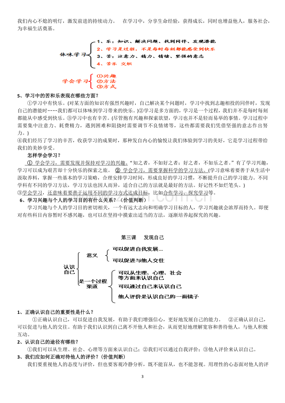 部编人教版政治七年级上册知识点大全.doc_第3页