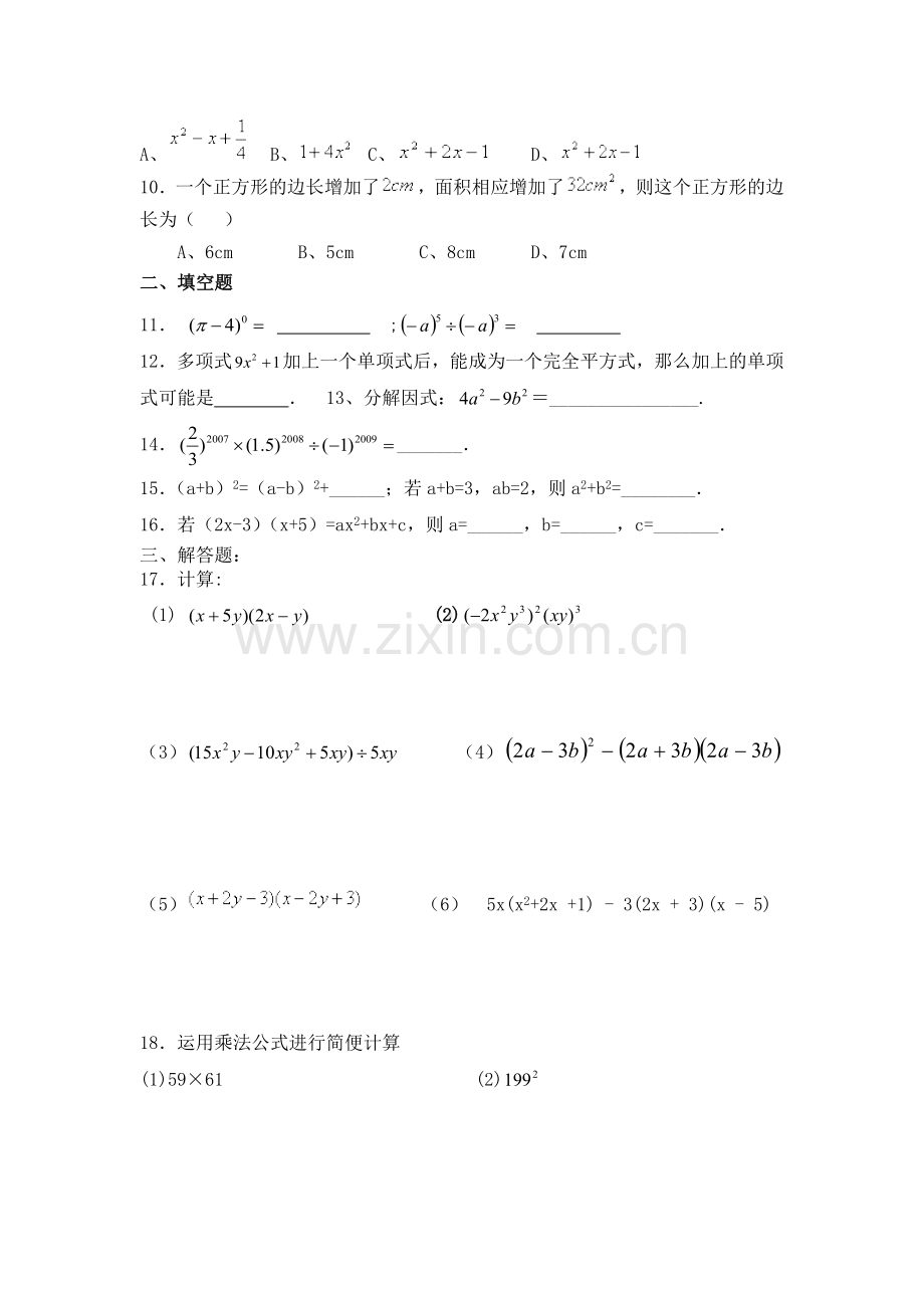 专题---整式乘法与因式分解练习题.doc_第2页