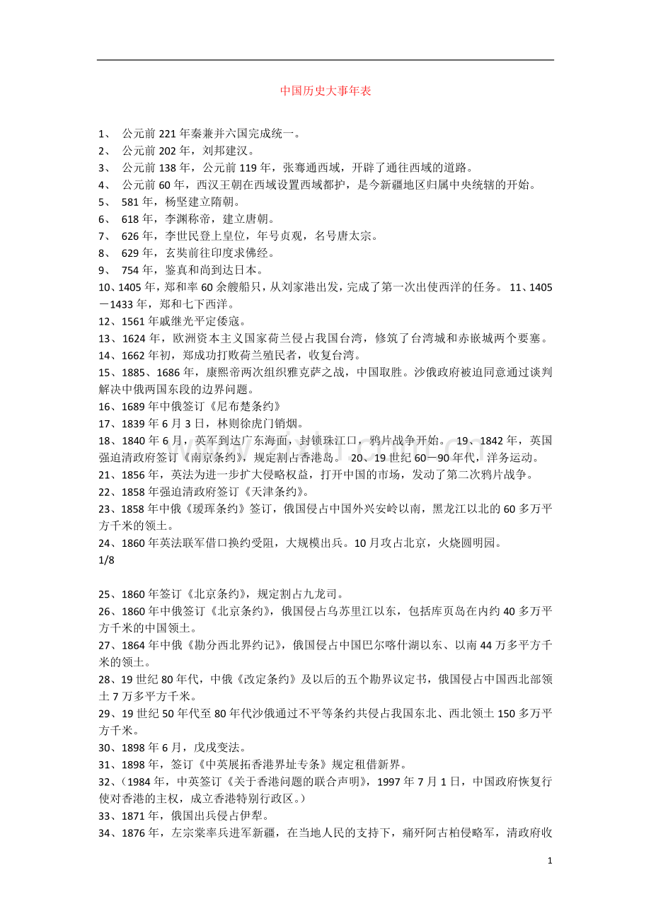 疯狂高考文综直通车qq.225148774【历史】中国历史大事年表.docx_第1页