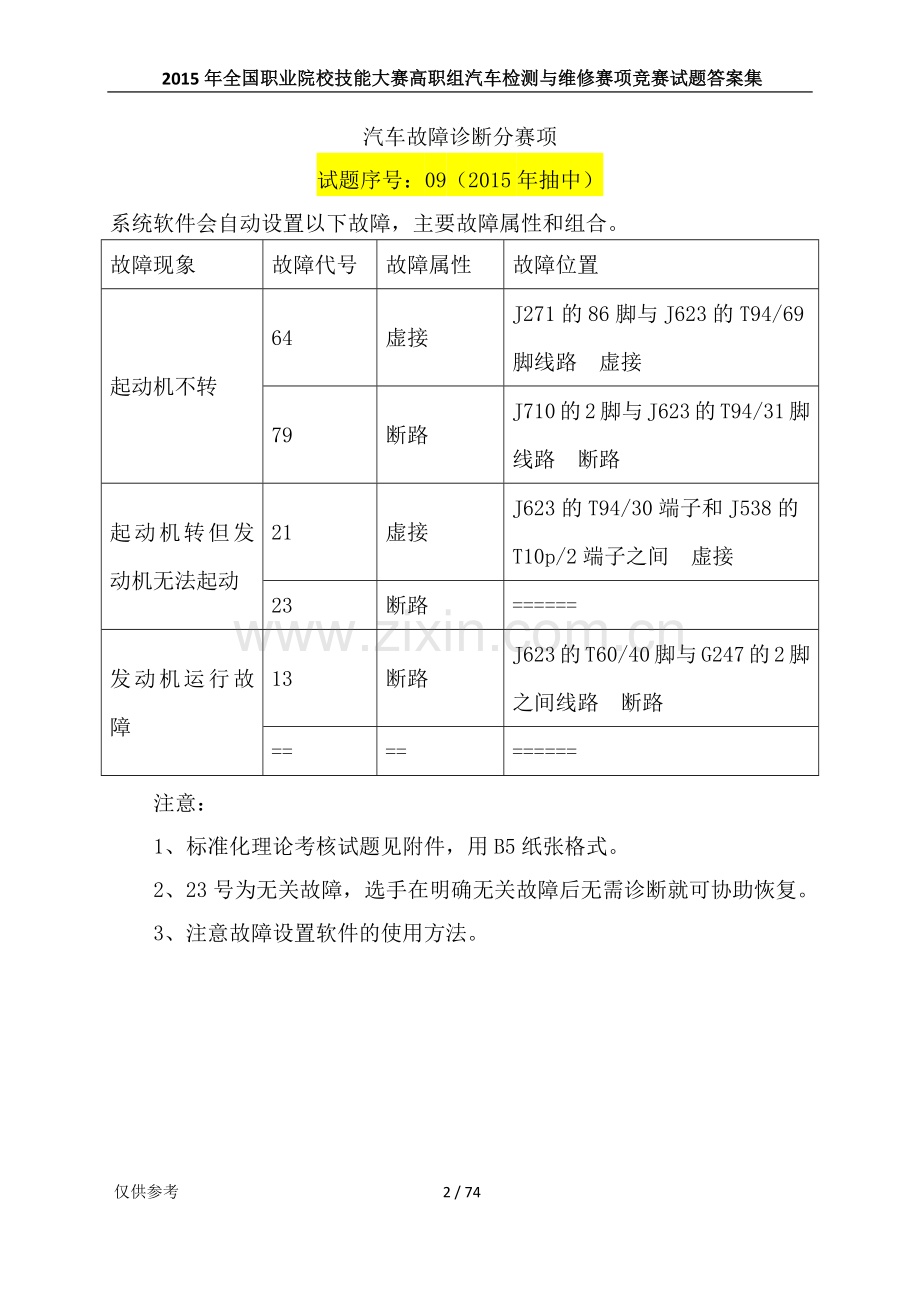 2015年全国职业院校技能大赛高职组汽车检测与维修赛项竞赛试题答案集.doc_第2页