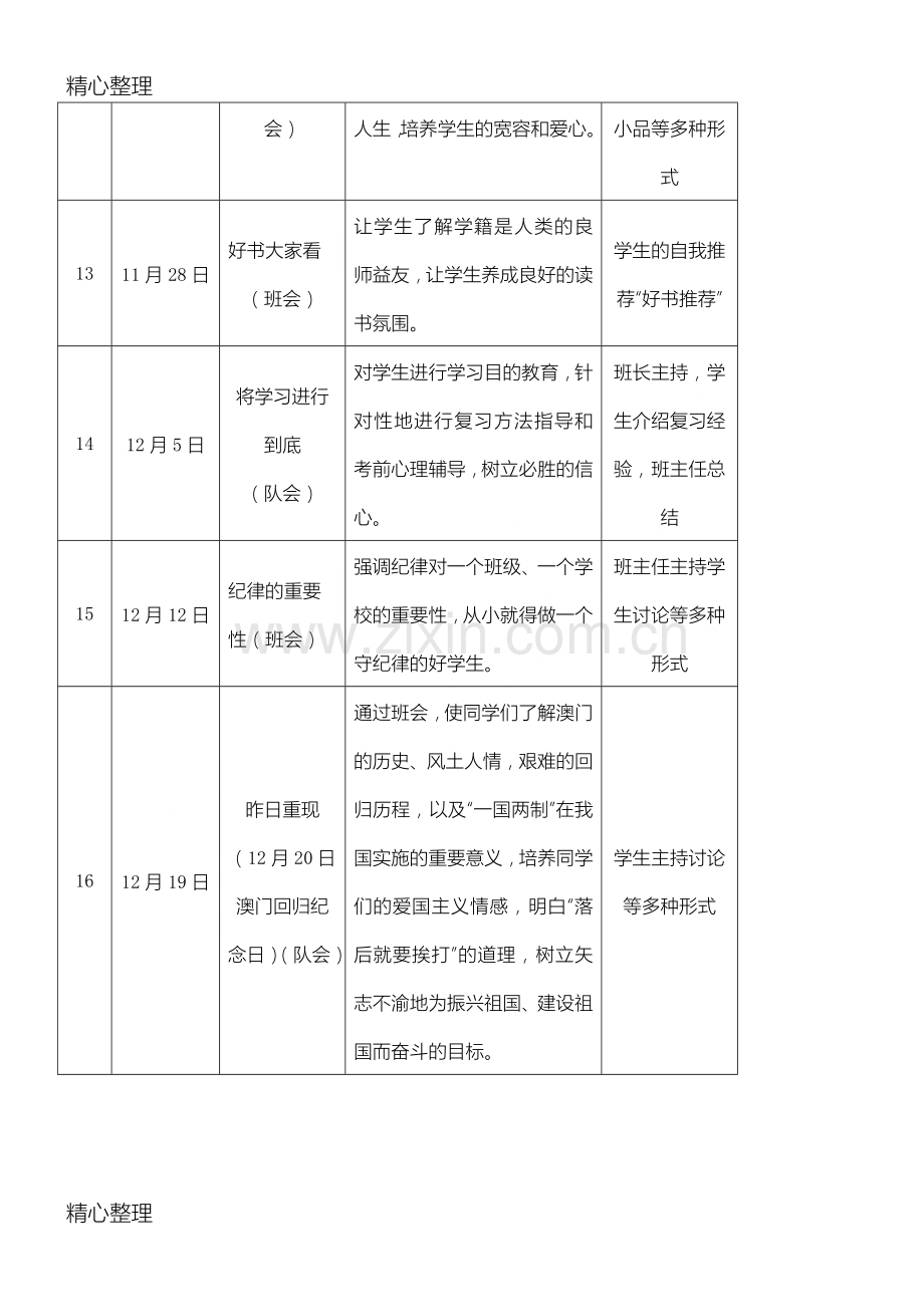 小学2年上学期主题班会安排表.doc_第3页