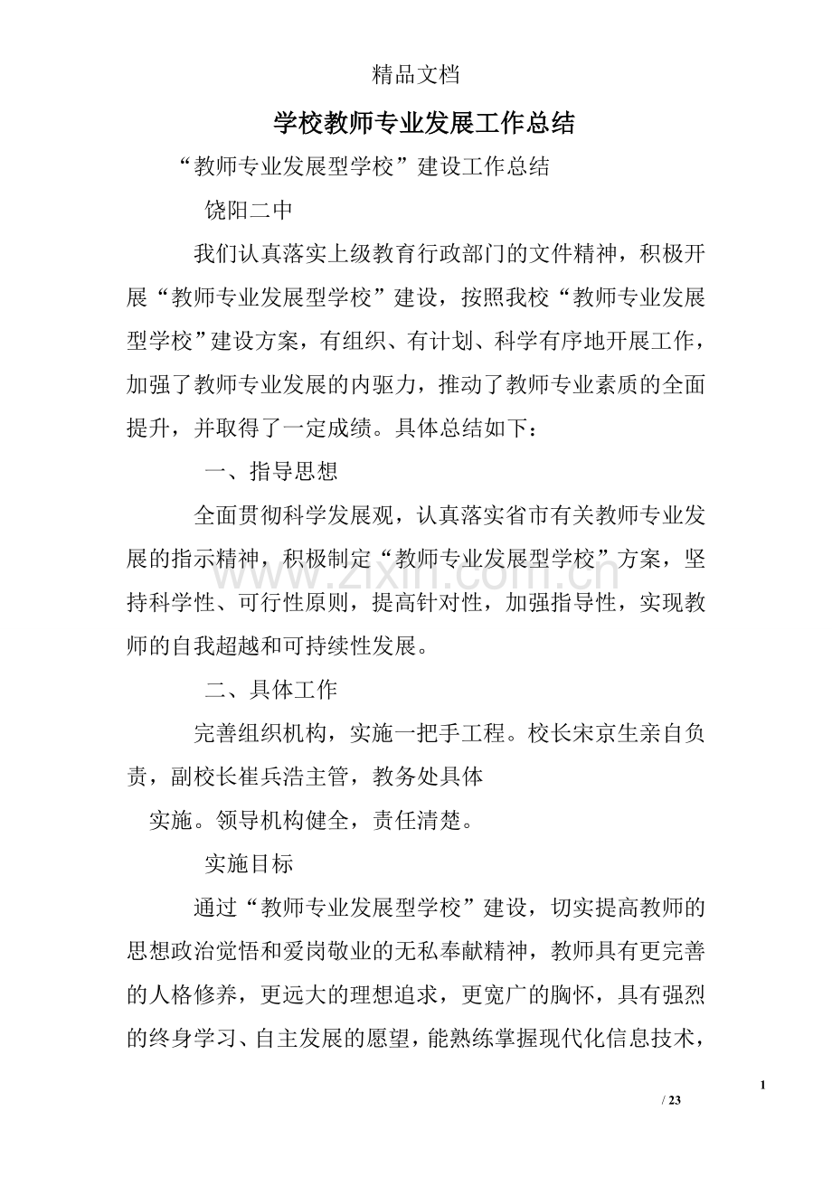 学校教师专业发展工作总结.doc_第1页