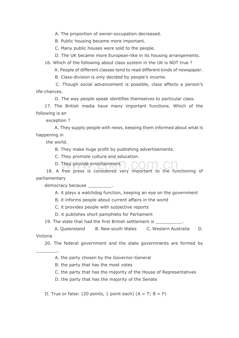 【优质】英语国家概况试卷1及答案.doc_第3页