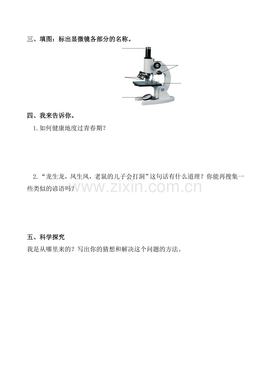 青岛版六年级科学下册第一单元试题及答案.doc_第2页