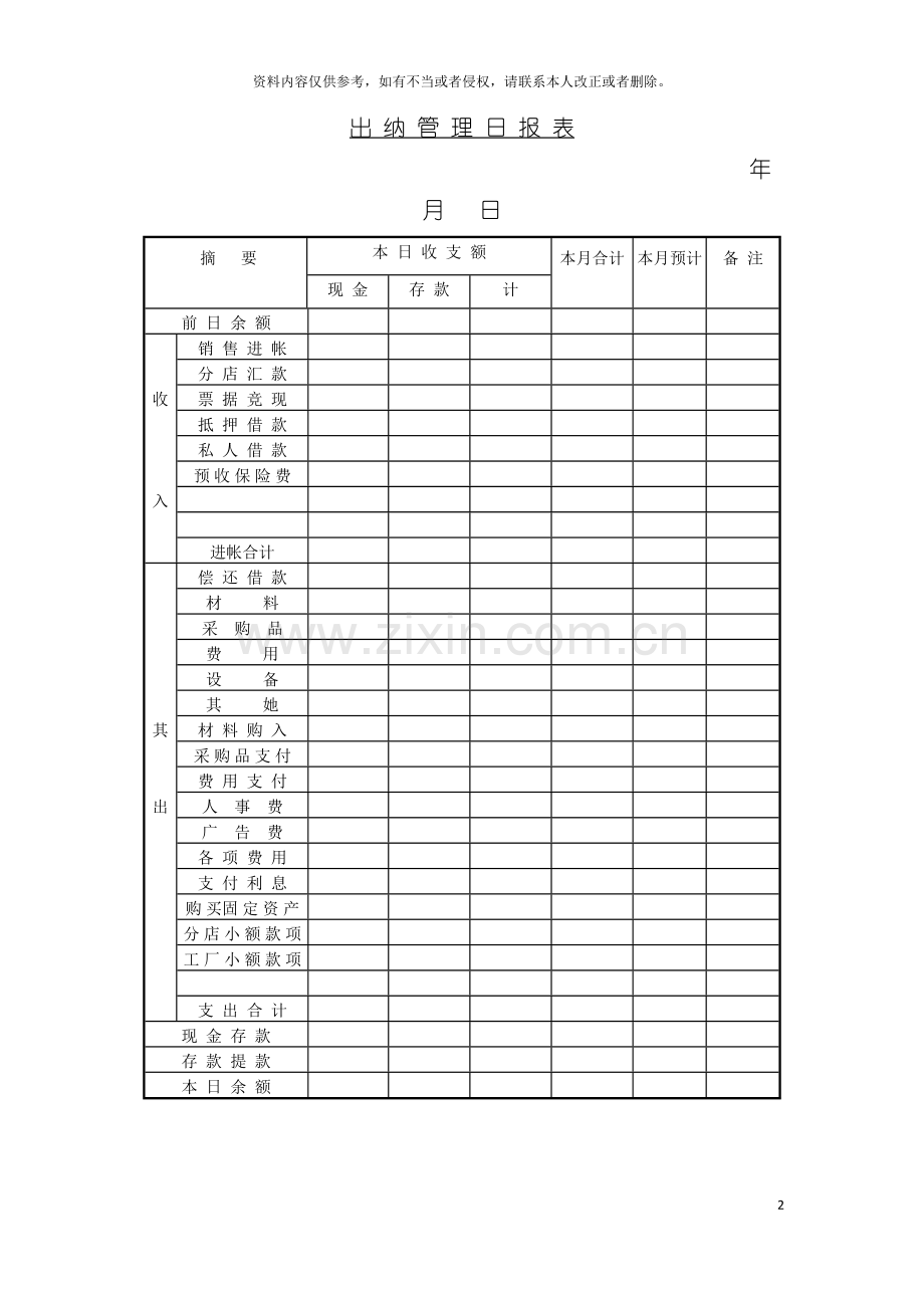 出纳管理日报表模板.doc_第2页