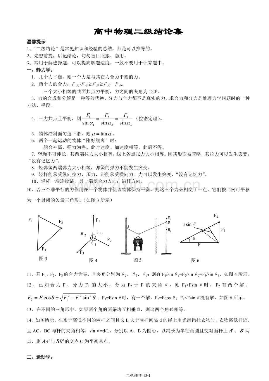 高中物理二级结论(超全).doc_第1页