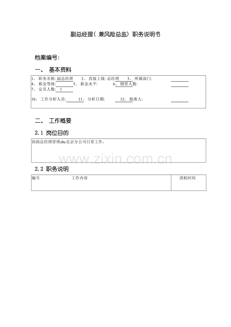 北京分公司副总经理兼风险总监职务说明书.doc_第2页