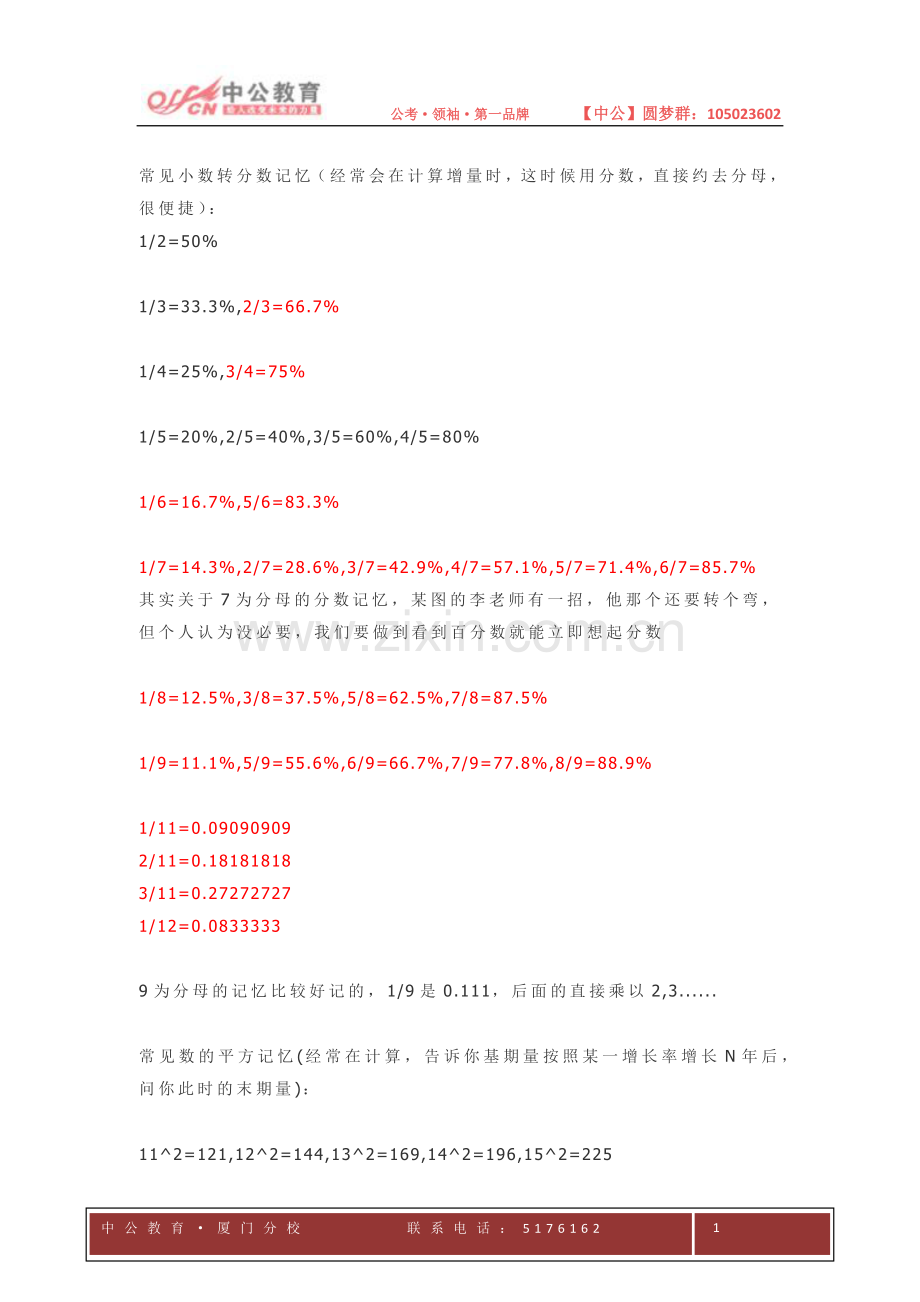 公务员考试行测中常见的小数转分数的记忆方法.doc_第1页