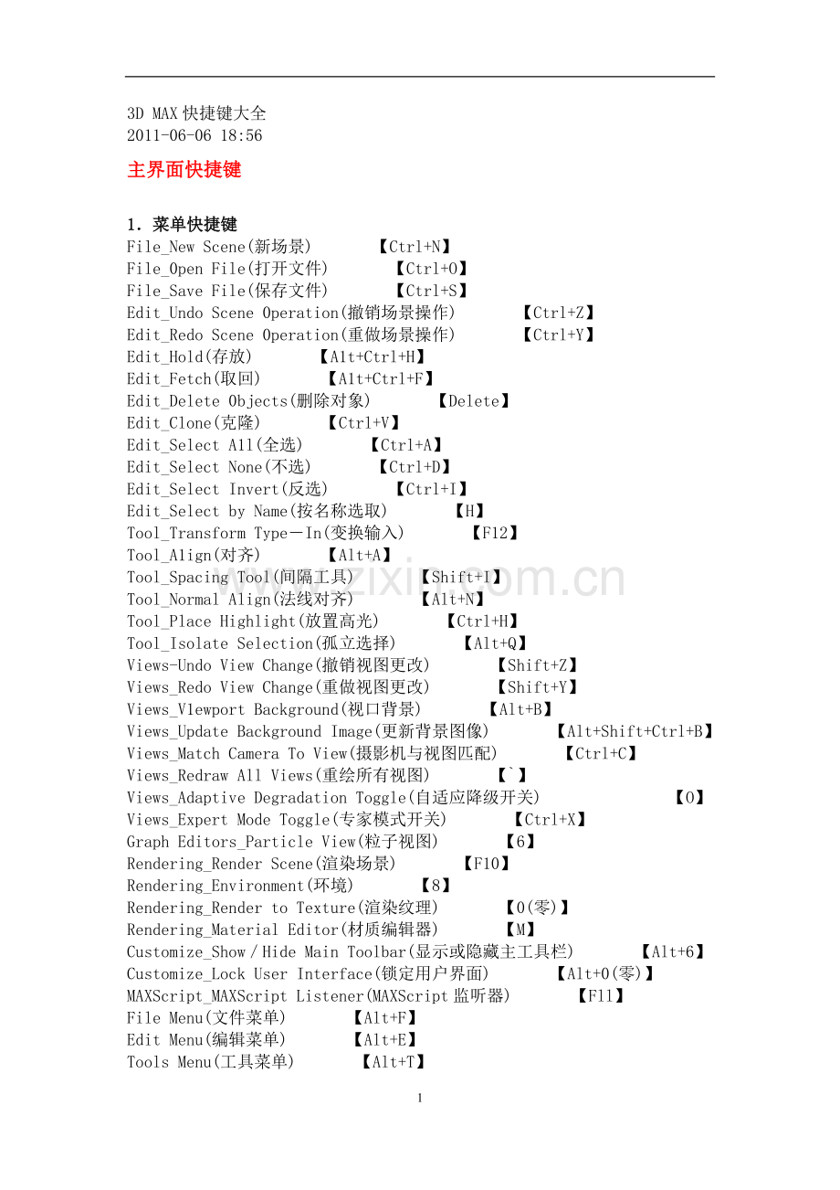 3DMAX快捷键大全.doc_第1页