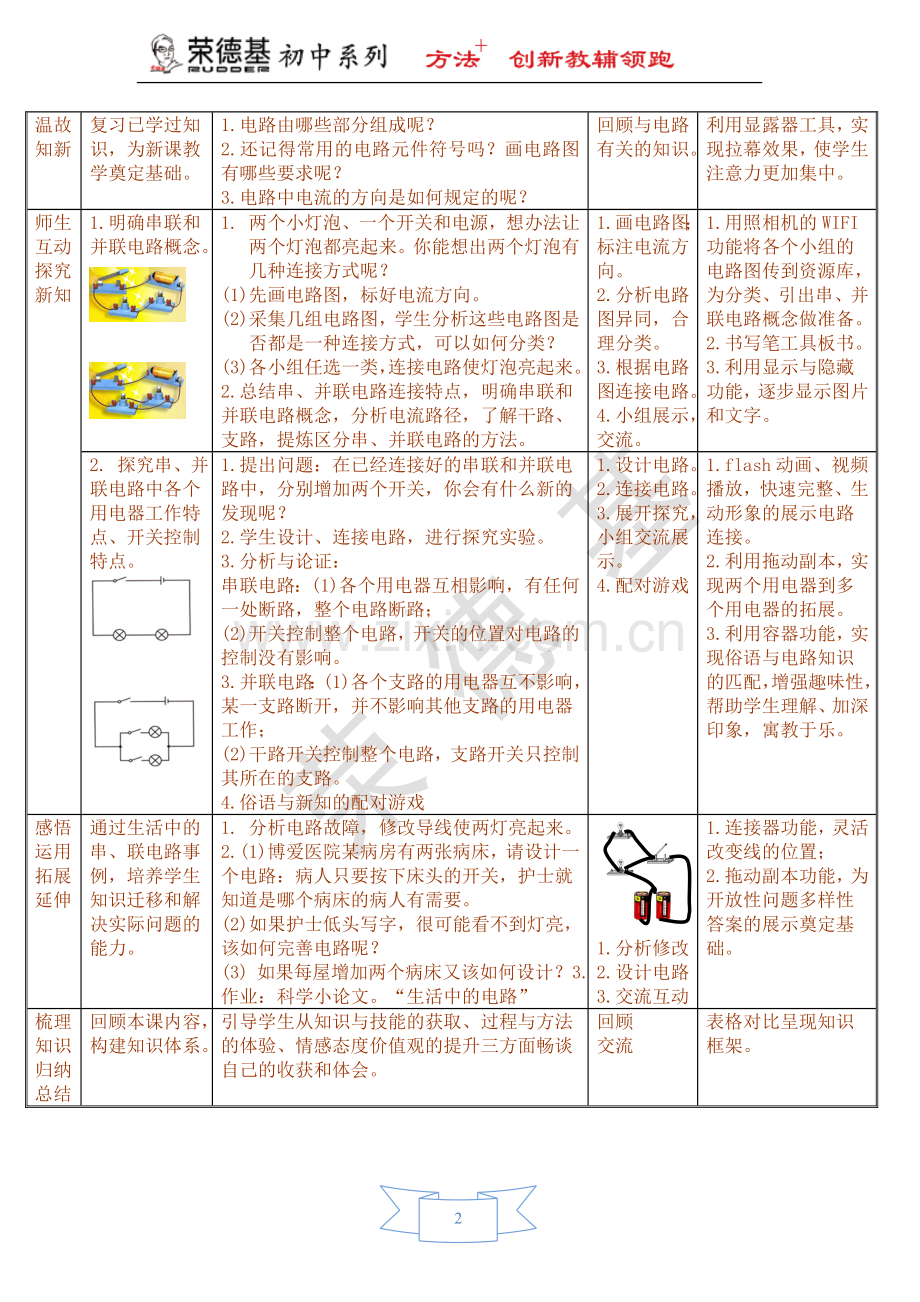 【教学设计】第3节-连接串联电路和并联电路-(2).doc_第2页