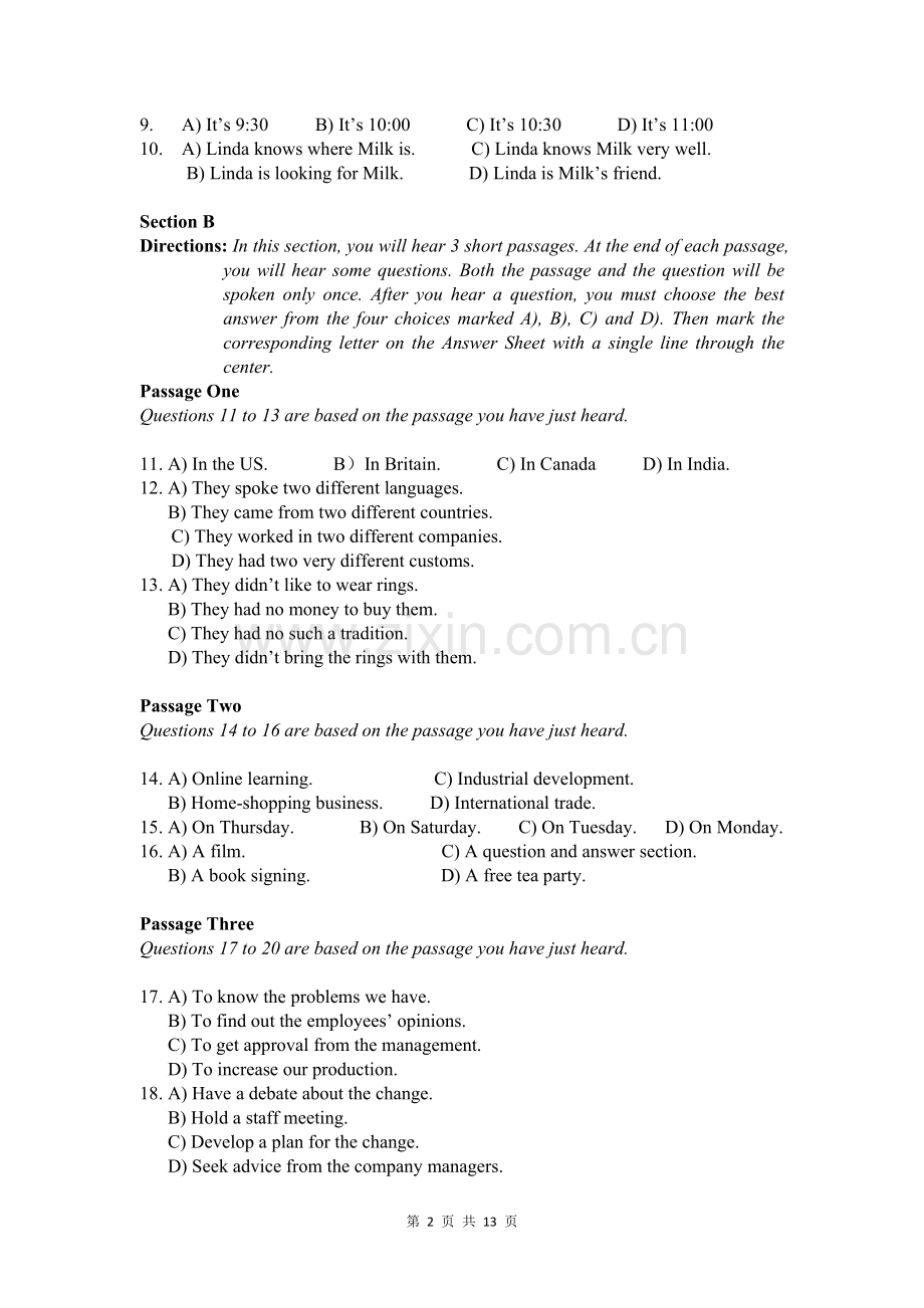 2010年江西省“专升本”英语统一考试试题与答案.doc_第2页