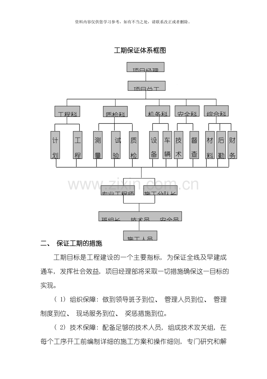 工期保证体系框图样本.doc_第1页