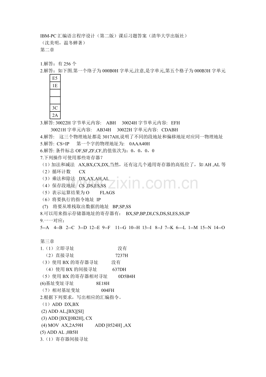 IBM-PC汇编语言程序设计(第二版)课后习题答案(清华大学出版社)解析.doc_第1页