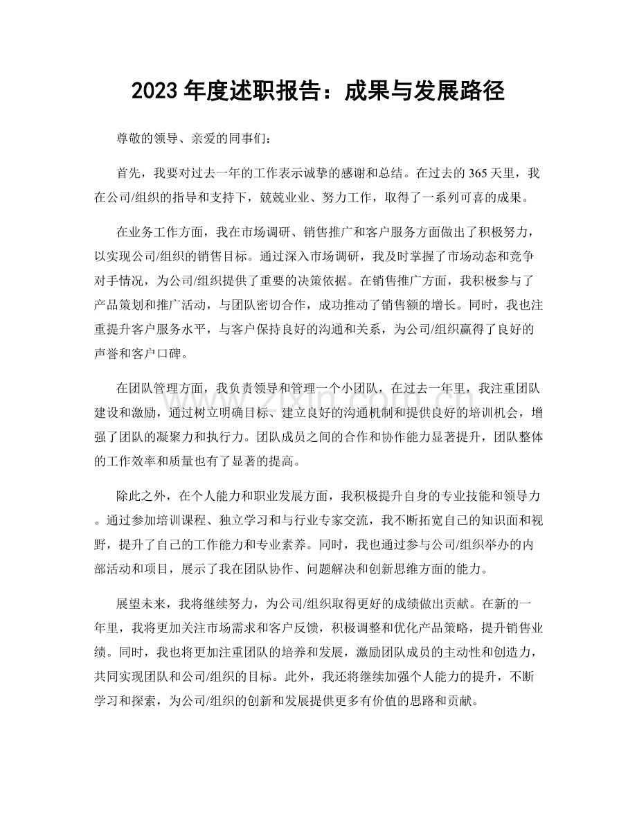 2023年度述职报告：成果与发展路径.docx_第1页