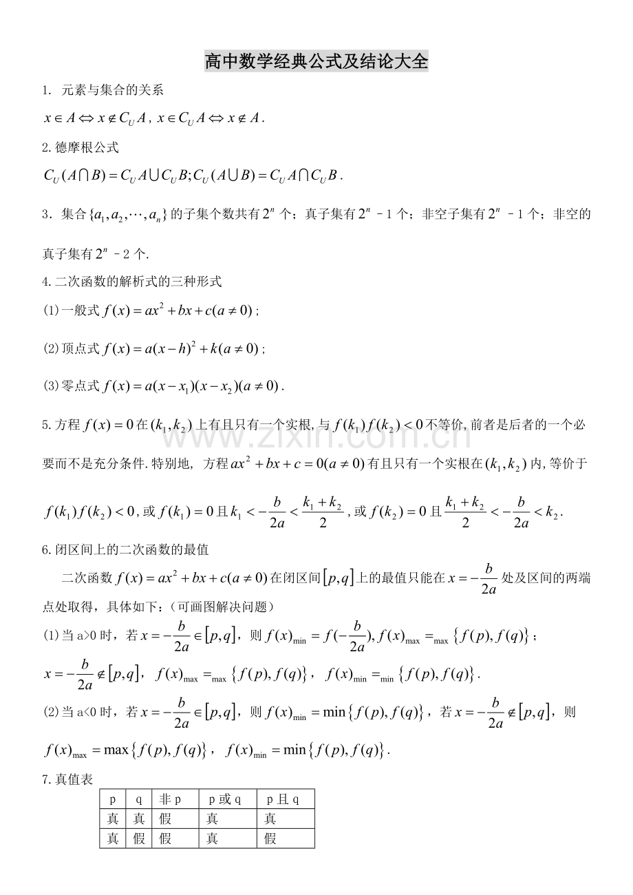 高中数学经典公式及结论大全.doc_第1页