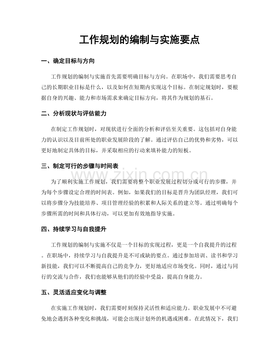 工作规划的编制与实施要点.docx_第1页