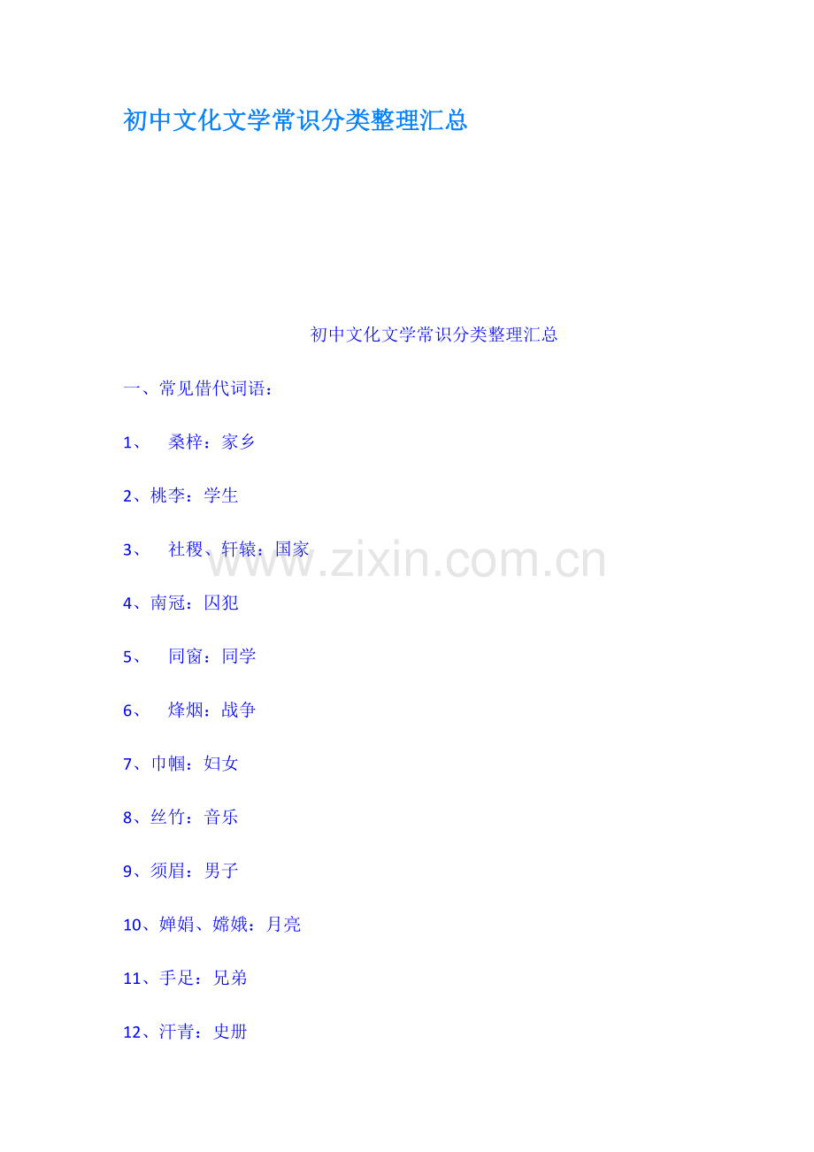 初中文化文学常识分类整理汇总.doc_第1页