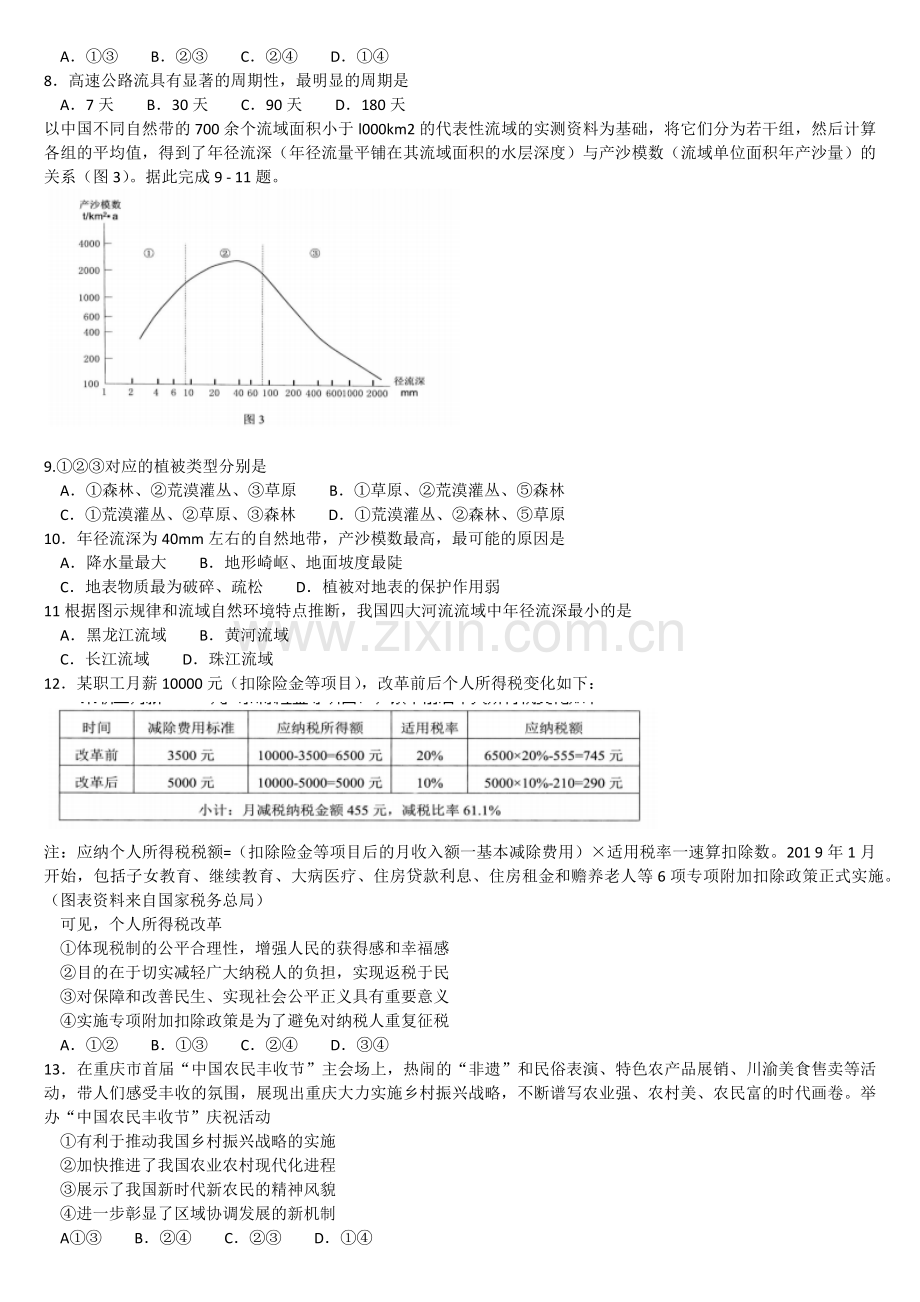 深圳市2019年高三年级第一次调研考试文科综合及答案.doc_第2页