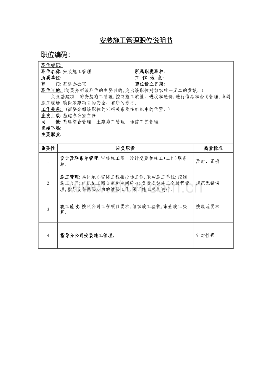 安装施工管理的职位说明书.doc_第2页