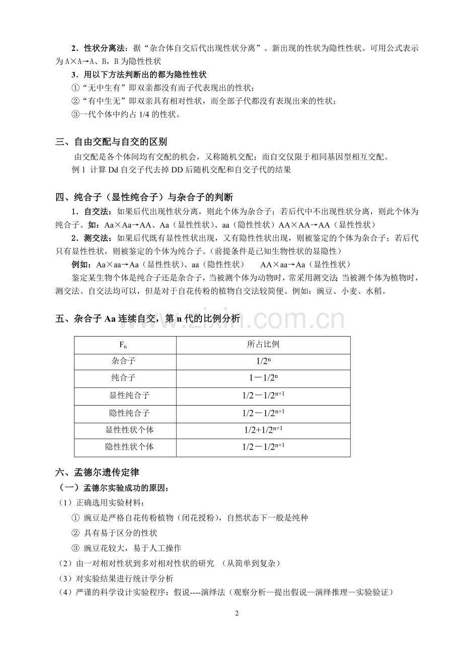 生物必修二遗传因子的发现知识点教师版.doc_第2页